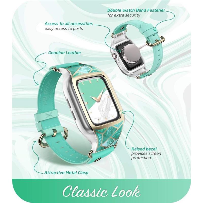 Supcase Apple Watch 44mm - Cosmo Luxe Case Band - Marble Green