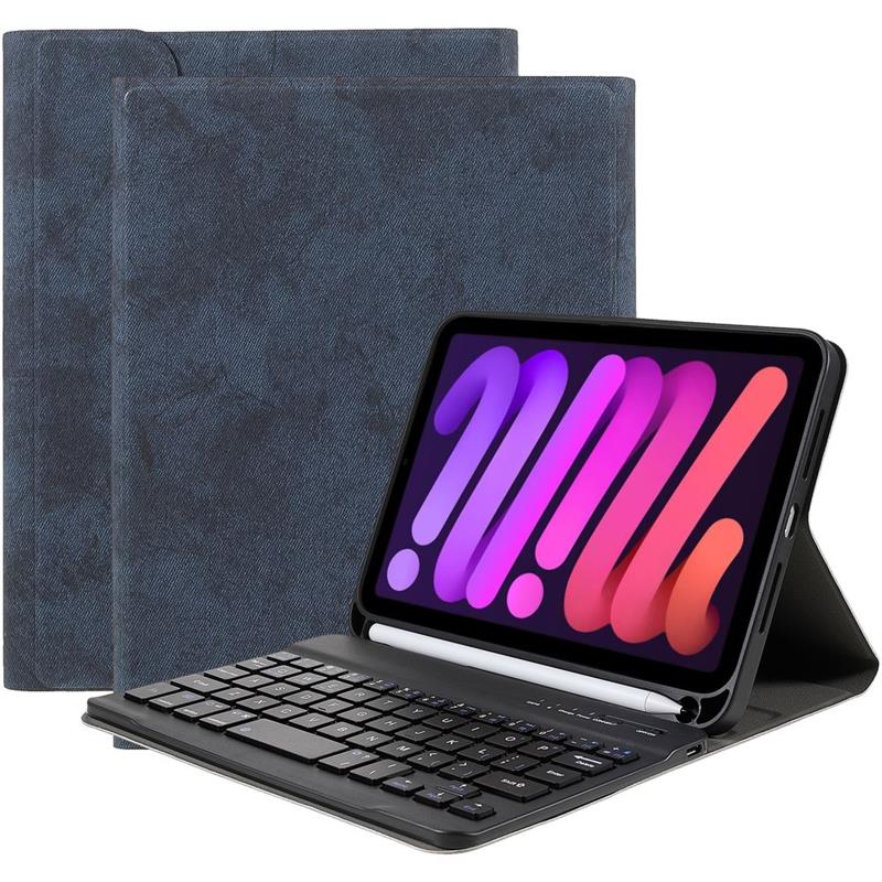 iPad Mini 2022 6th Gen - Premium Bluetooth Keyboard Cover - Vintage Blue